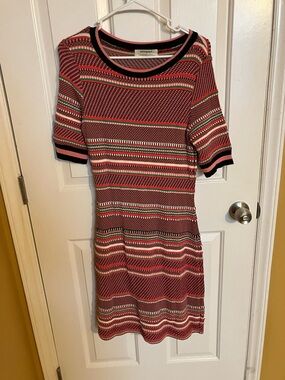 Aldomartins Red and Pink Striped Knit Mini Dress